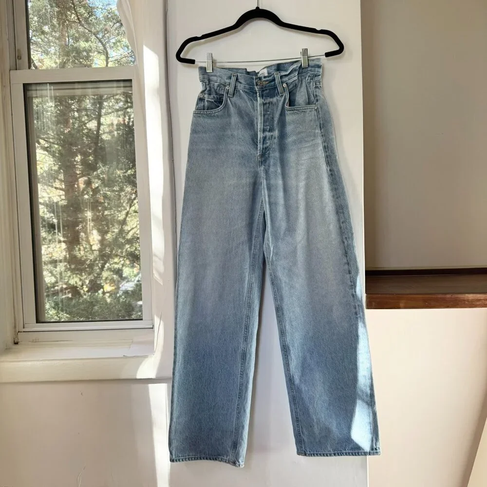 Citizens of Humanity Gwendoline Scrunch Wide Leg Jeans Dakota Blue 24